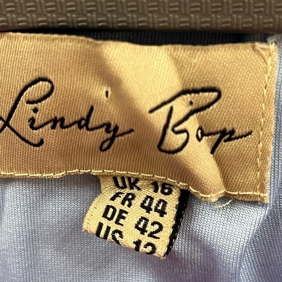 🔥TEMP PRICE DROP🔥 Lindy Bop Vanessa Retro Pencil pastel Blue Polka Dot Dress - Picture 6 of 11